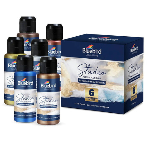Studio Acrylic Colors â€“ 100 ml â€“ Set of 6 Pearlescent Shades [IP][Pack] - Kaliber