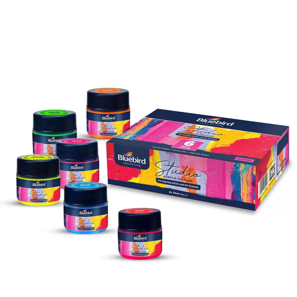 Studio Acrylic Colors â€“ 25 ml â€“ Set of 6 Neon Shades [IP][Pack ...