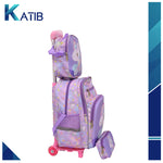 RAINBOW UNICORN TROLLEY BACKPACK 3 IN 1 KIDS TROLLY BAG[1Pc][PD]
