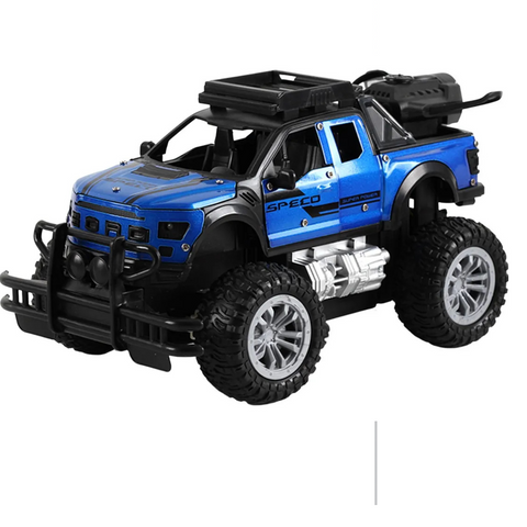 Alloy Off Road Vehicle Door Opening Remote Control Vehicle Spray Off Road Vehicle Children Toy Car Blue [PD]