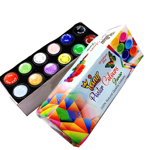 PC02 Junior King Poster Colors 12 Bright Different Shades [IS][1Set]