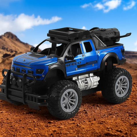 Alloy Off Road Vehicle Door Opening Remote Control Vehicle Spray Off Road Vehicle Children Toy Car Blue [PD]