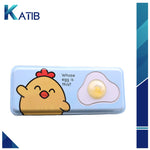Multi-Layer Metal Pencil Box with 3D Egg Accessory on The Flap - Blue [PD][1Pc]