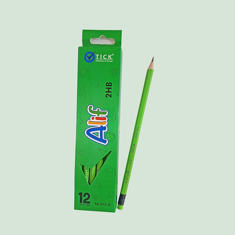 Tick ALIF Green Eraser tip Pencil 12 PCS Pack (COB)