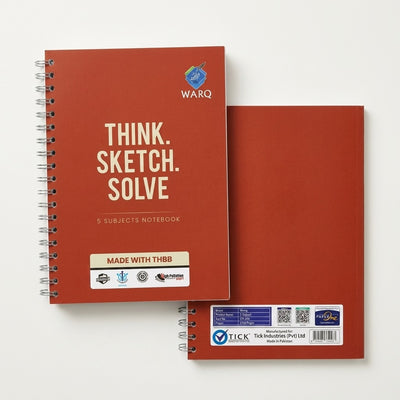 WARQ Premium Spiral Notebook – 5 Subjects [THINK. SKETCH. SOLVE] [COB]