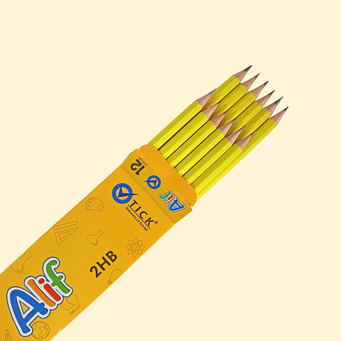 Tick ALIF Yellow Eraser tip Pencil 12 PCS Pack (COB)