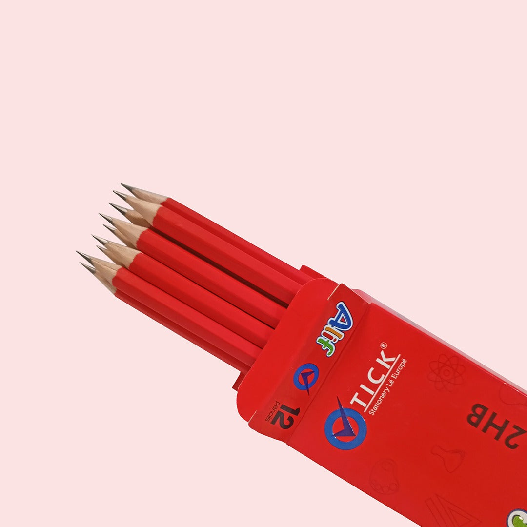 Tick ALIF RED Hexagonal Eraser tip Pencil 12 PCS Pack (COB) – KATIB ...