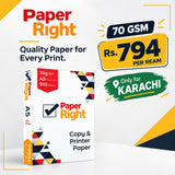 Paper Right 70Gsm A4 Printing Paper Only For Karachi  [Ream]