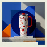 FlowState Tumbler Retro Red & White Pixel Hearts (PDB)