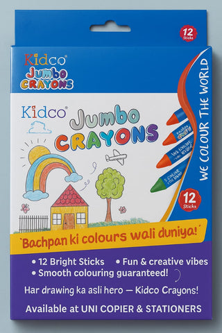 Kidco Jumbo Crayons – 12 Bright Colour Sticks for Kids [IP]