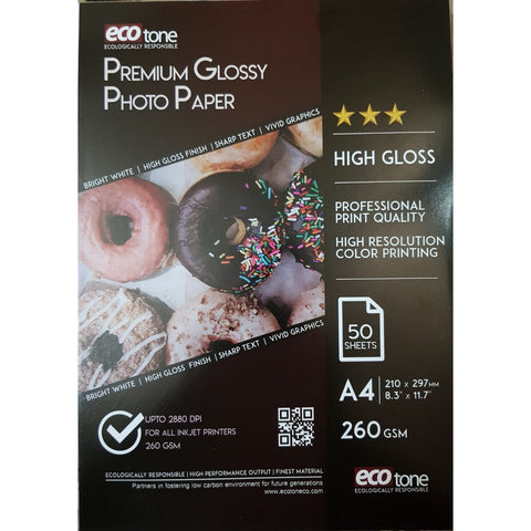 Ecotone Double Side Glossy Photo Paper A4 260 Gram [IP][1Pack]