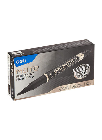 Deli, Permanent Marker Double Tips, Black [IP][1Box]